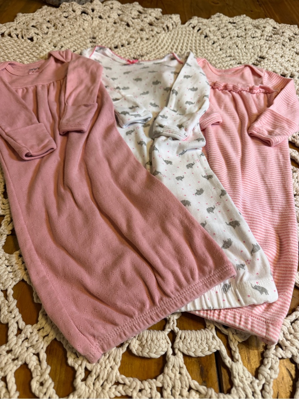 Carter’s Baby Girl Newborn Sleep Gowns Lot of 3 Pink Simple Joys NB